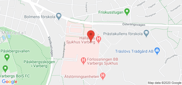 karta över varbergs sjukhus AK mottagningen Hallands sjukhus Varberg, Varberg   Mer info och 